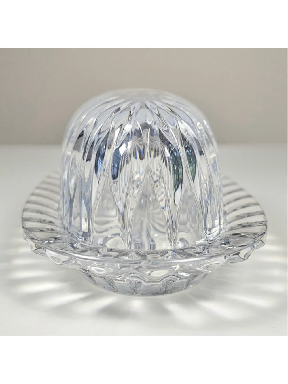 Vintage Mikasa Park Lane Lead Crystal Covered Butter Dish Lid 1/4 Lb Tray 1980s